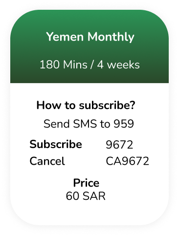 Yemen Prepaid Monthly